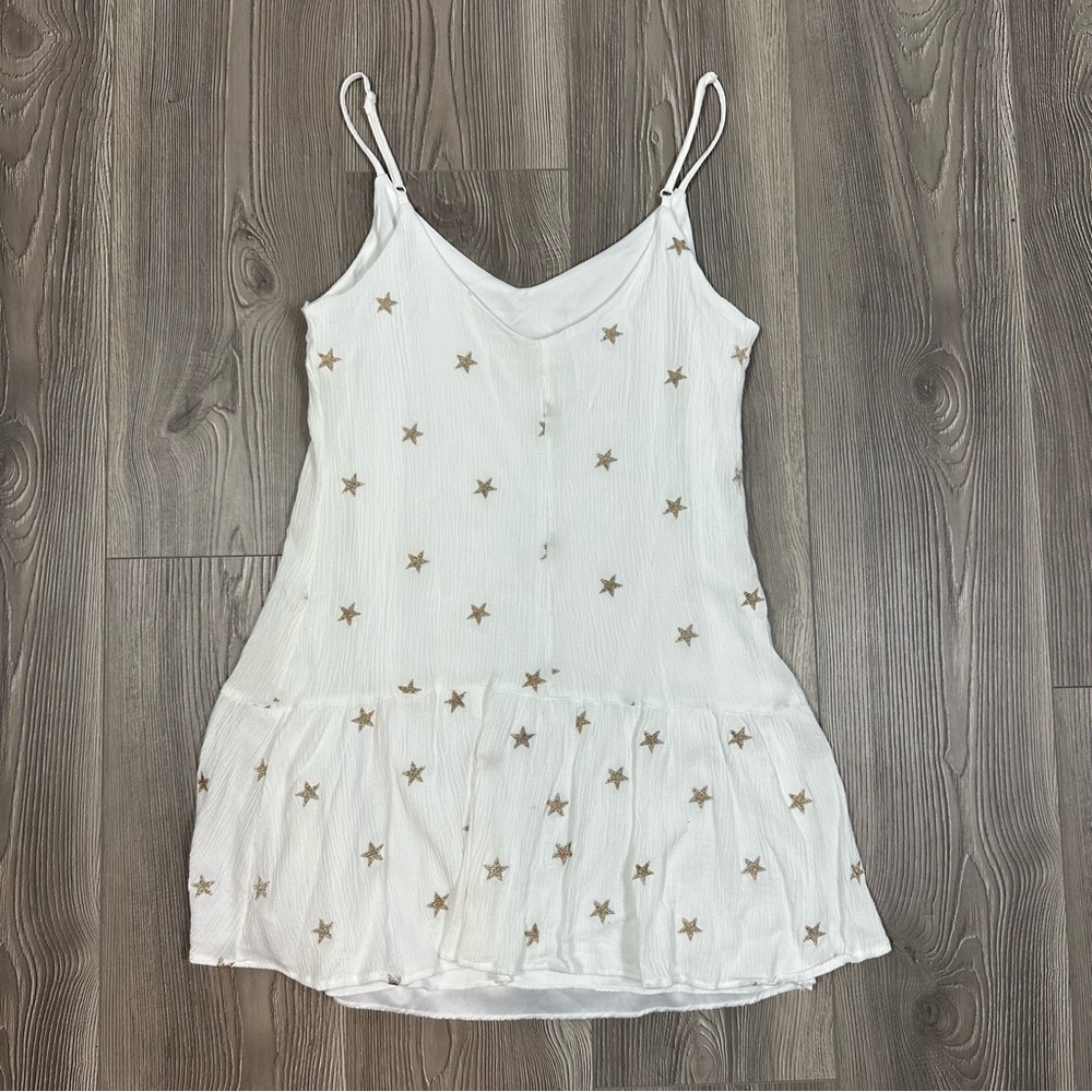 Mi Ami White Gauze Mini Dress with Gold Stars Festival, Summer, & Holiday Outfit - Picture 4 of 7